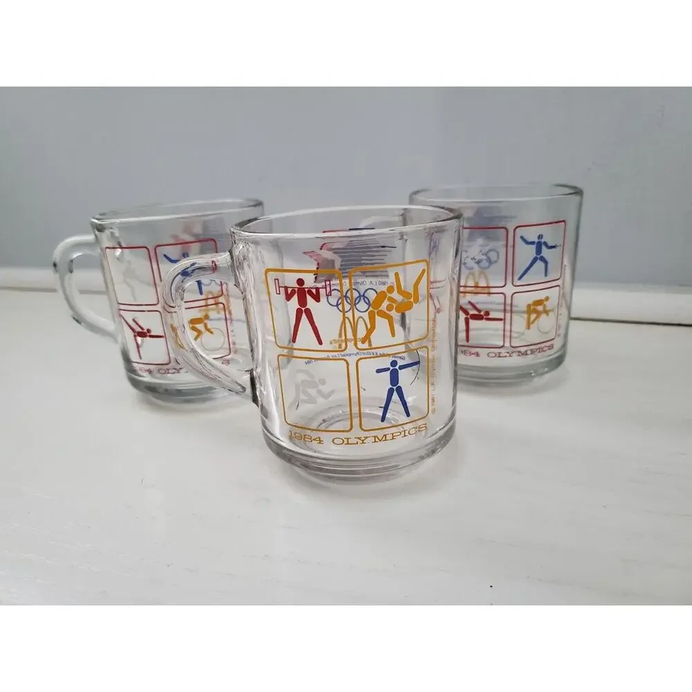 McDonalds‎ VINTAGE 1984 LOS ANGELES Olympics Coffee/Tea Cup/Mug Glass Lot of 3